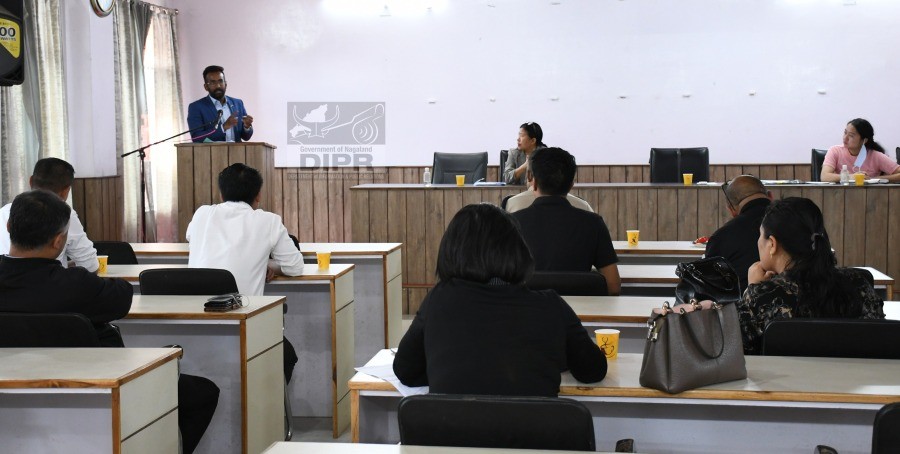 Deputy Commissioner Kohima Shanavas C addresses the first meeting of the Kohima District Committee for Lighthouse Schools (DCLS) under NECTAR Project at DC's Conference Hall, Kohima on July 8. (DIPR Photo)
